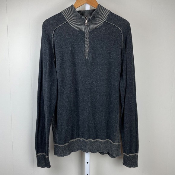 BKE Buckle 1/4 Zip Sweater Black Gray Pullover Athletic Fit Mens XL - Picture 1 of 6